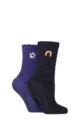 Women's 2 Pair SOCKSHOP Wildfeet Embroidered Cosy Lounge Socks - Rainbow / Flower