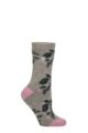 Women's 1 Pair SOCKSHOP Heat Holders 1.6 TOG Lite RHS The Royal Horticultural Society Thermal Socks - Berries Grey