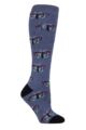 Women's 1 Pair SOCKSHOP Heat Holders 1.6 TOG Lite RHS The Royal Horticultural Society Thermal Wellington Boot Socks - Butterflies Denim