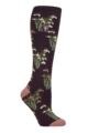 Women's 1 Pair SOCKSHOP Heat Holders 1.6 TOG Lite RHS The Royal Horticultural Society Thermal Wellington Boot Socks - Snowdrops Mulberry