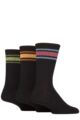 Mens 3 Pair SOCKSHOP Wildfeet Cotton Rich Sports Socks - Black Blue / Plum