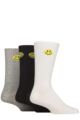 Mens 3 Pair SOCKSHOP Wildfeet Cotton Rich Sports Socks - White / Grey / Black Smiley