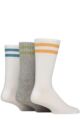 Mens 3 Pair SOCKSHOP Wildfeet Cotton Rich Sports Socks - White Orange / Green / Teal Stripes