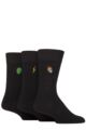 Mens 3 Pair SOCKSHOP Wildfeet Embroidered Socks - 8 Ball / Lightning / Alien