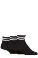 Mens 3 Pair SOCKSHOP Wildfeet Cotton Mid Length Sports Socks - Black / White Stripes