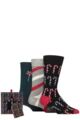 Mens 3 Pair SOCKSHOP Wildfeet Cotton Christmas Socks in Tartan Gift Box - Candy Canes