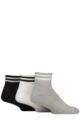 Mens 3 Pair SOCKSHOP Wildfeet Half Cushioned Sports Ankle Socks - Black / White / Grey