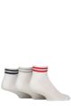 Mens 3 Pair SOCKSHOP Wildfeet Half Cushioned Sports Ankle Socks - White Red / Grey / Navy