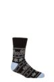 Mens 1 Pair SOCKSHOP Wildfeet Patterned Slipper Socks - Black White / Blue