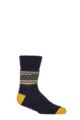 Mens 1 Pair SOCKSHOP Wildfeet Patterned Slipper Socks - Navy / Yellow