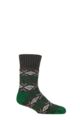 Mens 1 Pair SOCKSHOP Wildfeet Patterned Slipper Socks - Charcoal Green / White