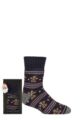 Mens 1 Pair SOCKSHOP Wildfeet Christmas Slipper Socks in Santa Patterned Gift Box - Gingerbread Man