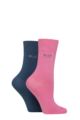 Women's 2 Pair Elle Plain Bamboo Fibre Socks - Seafarer