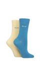 Ladies 2 Pair Elle Plain Bamboo Fibre Socks - Storm