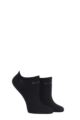 Women's 2 Pair Elle Plain, Patterned and Striped Bamboo No Show Socks - Black