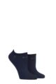 Women's 2 Pair Elle Plain, Patterned and Striped Bamboo No Show Socks - Navy