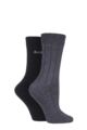 Women's 2 Pair Elle Ribbed Bamboo Boot Socks - Black