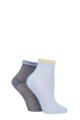 Women's 2 Pair Elle Soft Net Sporty Anklet Socks - Sky / Grey