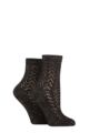 Women's 2 Pair Elle Sparkly Pelerine Anklet Socks - Black