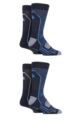 Mens 4 Pair Storm Bloc Technical Boot Socks - Navy  /  Blue  /  Turquoise