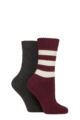 Women's 2 Pair Elle Wool Mix Brushed Inside Boot Socks - Merlot