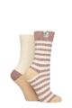 Ladies 2 Pair Elle Soft Ribbed Boot Socks - Cinnamon