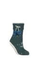 Women's 1 Pair Elle Chunky Sherpa Lined Cosy Moccasin Socks with Pom Pom - Storm