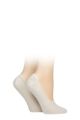 Ladies 2 Pair Elle Bamboo Seamless Shoe liners with Silicone Heel Grips - Natural