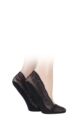 Women's 2 Pair Elle Lace Shoe Liner Socks with Grip - Black