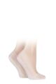 Women's 2 Pair Elle Lace Shoe Liner Socks with Grip - Pink / Cream