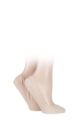 Women's 2 Pair Elle Lacy and Plain Fashion Shoe Liners - Natural