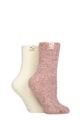 Ladies 2 Pair Elle Cosy Bed & Slipper Socks - Cinnamon