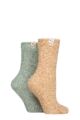 Ladies 2 Pair Elle Cosy Bed & Slipper Socks - Marmalade