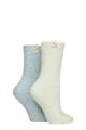 Ladies 2 Pair Elle Cosy Bed & Slipper Socks - Storm