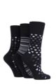 Women's 3 Pair Gentle Grip Patterned Bamboo Socks - Monochrome