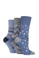 Women's 3 Pair Gentle Grip Patterned Bamboo Socks - Denim