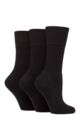 Women's 3 Pair SOCKSHOP Gentle Grip Cotton Cushioned Foot Sports Socks - Black