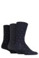 Mens 3 Pair Gentle Grip Patterned Bamboo Socks - Suit Black / Navy / Grey