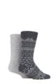 Mens 2 Pair SOCKSHOP Ribbed Wool Boot Socks with Smooth Toe Seams - Grey