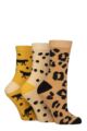 Women's 3 Pair SOCKSHOP Wildfeet Cotton Novelty Patterned Socks - Animal Print