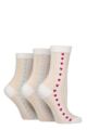 Women's 3 Pair SOCKSHOP Wildfeet Cotton Sheer Pelerine Pop Socks - White Heart / Spots / Flowers