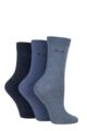 Women's 3 Pair Elle Plain, Striped and Patterned Cotton Socks with Smooth Toes - Denim