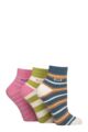 Women's 3 Pair Elle Plain, Striped and Patterned Cotton Anklets with Smooth Toes - Coastal Joy Striped