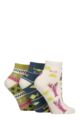 Women's 3 Pair Elle Plain, Striped and Patterned Cotton Anklets with Smooth Toes - Coastal Joy Patterned