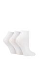 Ladies 3 Pair Elle Ribbed Bamboo Ankle Socks - White