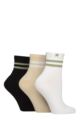 Women's 3 Pair Elle Half Cushion Bamboo Sport Anklet Socks - Beige / White / Black