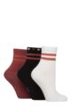 Women's 3 Pair Elle Half Cushion Bamboo Sport Anklet Socks - Wild Poppy Stripe