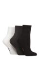 Ladies 3 Pair Elle Half Cushion Bamboo Sport Anklet Socks - Black / Grey / White