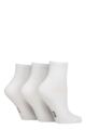 Ladies 3 Pair Elle Half Cushion Bamboo Sport Anklet Socks - Plain White