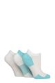 Women's 3 Pair Elle Sheer Stripe Cushioned Heel and Toe Sports Bamboo Trainer Socks - White / Aqua